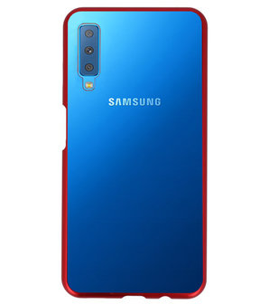 Magnetic Back Cover voor Galaxy A7 2018 Rood - Transparant