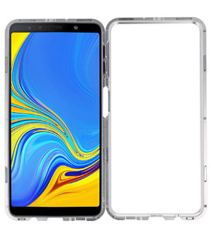 Magnetic Back Cover voor Galaxy A7 2018 Zilver - Transparant