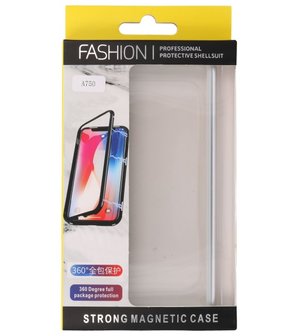 Magnetic Back Cover voor Galaxy A7 2018 Zilver - Transparant