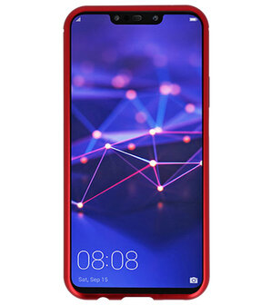 Magnetic Back Cover voor Mate 20 Lite Rood - Transparant