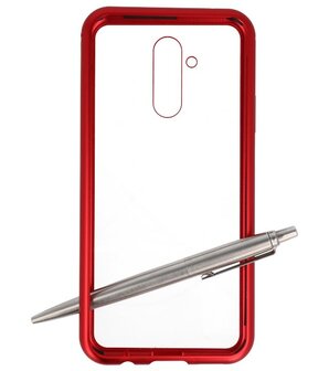 Magnetic Back Cover voor Mate 20 Lite Rood - Transparant