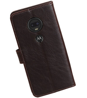 Motief Bookstyle Hoesje voor Motorola Moto G7 - G7 Plus Mocca