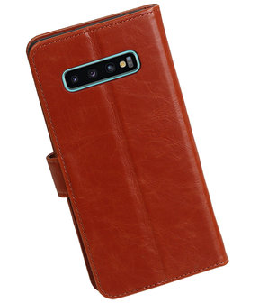 Motief Bookstyle Hoesje voor Samsung Galaxy S10 Plus Bruin