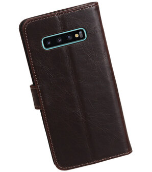 Motief Bookstyle Hoesje voor Samsung Galaxy S10 Plus Mocca