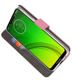 Booktype Wallet Cases Hoesje voor Motorola Moto G7 Power Roze