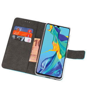 Booktype Wallet Cases Hoesje voor Huawei P30 Blauw