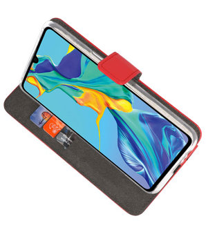 Booktype Wallet Cases Hoesje voor Huawei P30 Rood