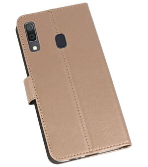 Booktype Wallet Cases Hoesje voor Samsung Galaxy A30 Goud