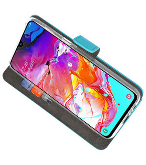 Booktype Wallet Cases Hoesje voor Samsung Galaxy A70 Blauw