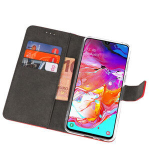 Booktype Wallet Cases Hoesje voor Samsung Galaxy A70 Rood