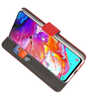 Booktype Wallet Cases Hoesje voor Samsung Galaxy A70 Rood