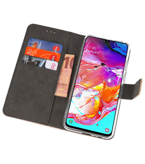 Booktype Wallet Cases Hoesje voor Samsung Galaxy A70 Goud