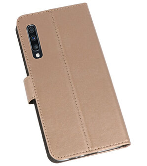 Booktype Wallet Cases Hoesje voor Samsung Galaxy A70 Goud