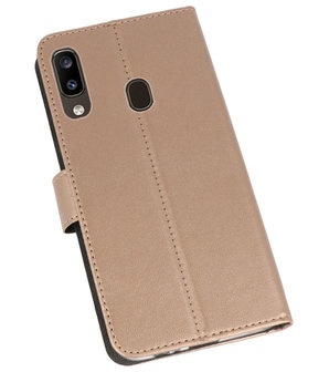 Wallet Cases Hoesje voor Samsung Galaxy A20 Goud