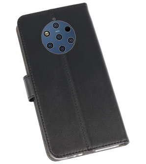 Wallet Cases Hoesje voor Nokia 9 PureView Zwart