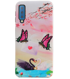 Vlinder Design Hardcase Backcover voor Samsung Galaxy A7 2018