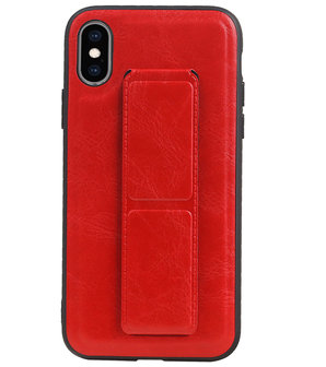 Grip Stand Hardcase Backcover voor iPhone XS / X Rood