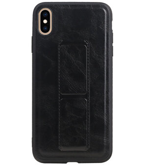 Grip Stand Hardcase Backcover voor iPhone XS Max Zwart