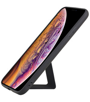 Grip Stand Hardcase Backcover voor iPhone XS Max Zwart