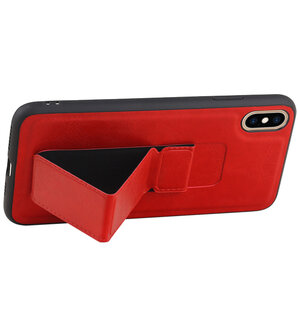 Grip Stand Hardcase Backcover voor iPhone XS Max Rood