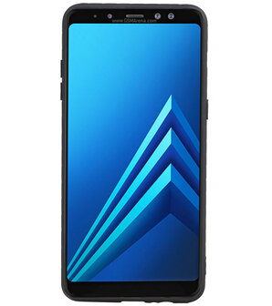 Grip Stand Hardcase Backcover voor Samsung Galaxy A8 (2018) Zwart