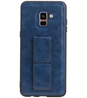 Grip Stand Hardcase Backcover voor Samsung Galaxy A8 (2018) Blauw