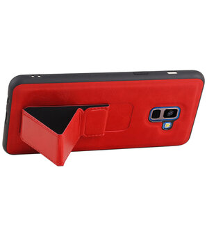 Grip Stand Hardcase Backcover voor Samsung Galaxy A8 (2018) Rood