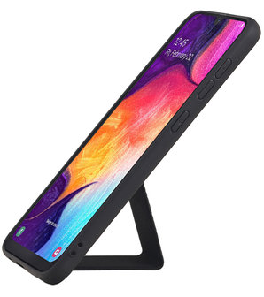 Grip Stand Hardcase Backcover voor Samsung Galaxy A50 Zwart