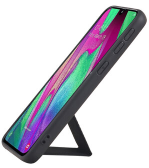 Grip Stand Hardcase Backcover voor Samsung Galaxy A40 Zwart