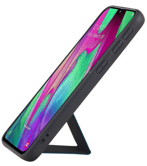 Grip Stand Hardcase Backcover voor Samsung Galaxy A40 Blauw