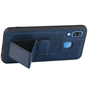 Grip Stand Hardcase Backcover voor Samsung Galaxy A40 Blauw