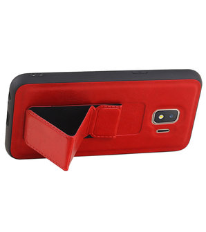 Grip Stand Hardcase Backcover voor Samsung Galaxy J2 Core Rood