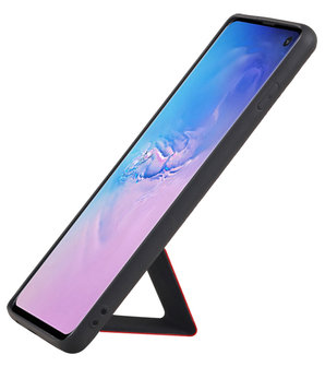 Grip Stand Hardcase Backcover voor Samsung Galaxy S10 Rood