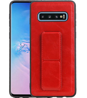 Grip Stand Hardcase Backcover voor Samsung Galaxy S10 Rood