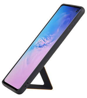 Grip Stand Hardcase Backcover voor Samsung Galaxy S10 Bruin