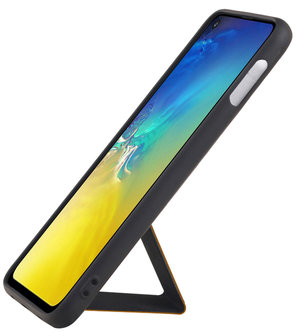 Grip Stand Hardcase Backcover voor Samsung Galaxy S10E Bruin