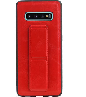 Grip Stand Hardcase Backcover voor Samsung Galaxy S10 Plus Rood