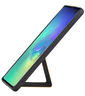 Grip Stand Hardcase Backcover voor Samsung Galaxy S10 Plus Bruin