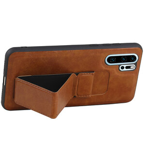 Grip Stand Hardcase Backcover voor Huawei P30 Pro Bruin