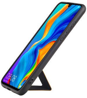 Grip Stand Hardcase Backcover voor Huawei P30 Lite / Nova 4E Bruin