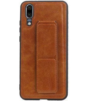 Grip Stand Hardcase Backcover voor Huawei P20 Bruin