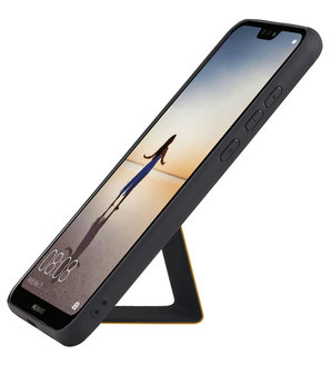 Grip Stand Hardcase Backcover voor Huawei P20 Lite Bruin