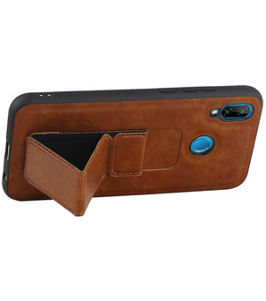 Grip Stand Hardcase Backcover voor Huawei P20 Lite Bruin