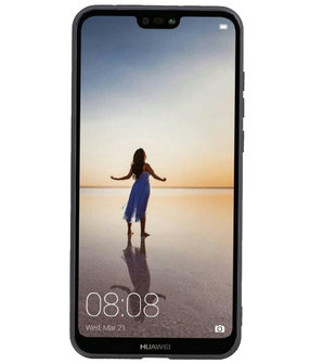 Grip Stand Hardcase Backcover voor Huawei P20 Lite Bruin