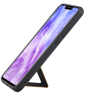 Grip Stand Hardcase Backcover voor Huawei Nova 3 Bruin