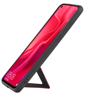 Grip Stand Hardcase Backcover voor Huawei Nova 4 Rood