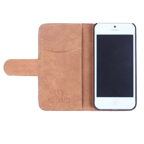 Eco-Leather Oranje Bookcase Hoesje voor Apple iPhone 5 5S