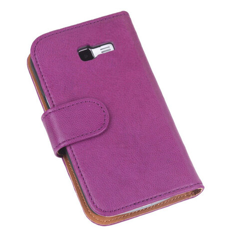 BestCases Lila Echt Leer Booktype Hoesje voor Samsung Galaxy Trend Lite S7390