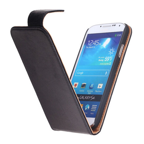 BestCases Luxe Kreukelleer Flipcase Hoesje voor Samsung Galaxy S4 Zwart