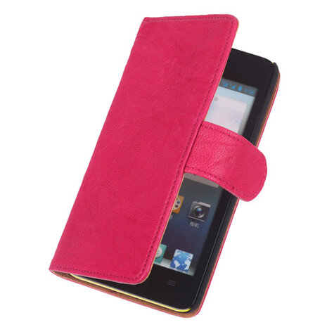 BestCases Roze Luxe Echt Lederen Booktype Hoesje voor Huawei Ascend G510